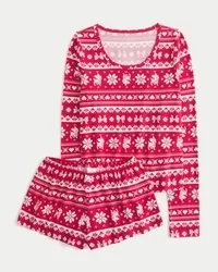Always Cozy långärmad topp med rund halsringning och shorts