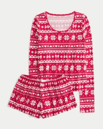 Always Cozy långärmad topp med rund halsringning och shorts