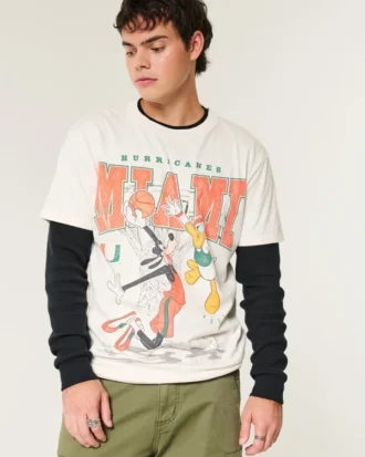 Avslappnad Disney Miami Hurricanes-T-shirt med tryck