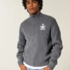 Avslappnad grafisk zip-up-tröja