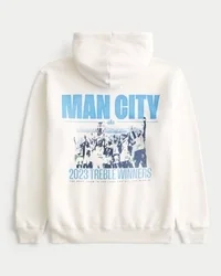 Avslappnad hoodie med Manchester City-tryck