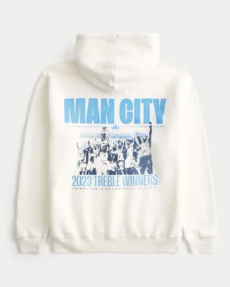 Avslappnad hoodie med Manchester City-tryck