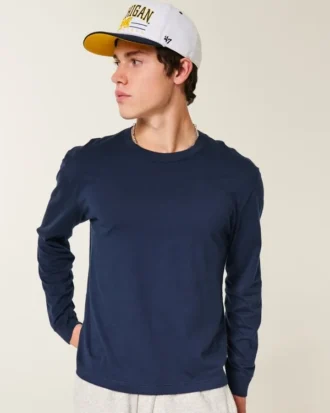 Avslappnad långärmad T-shirt i bomull