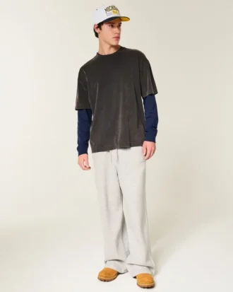 Avslappnad långärmad T-shirt i bomull