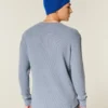 Avslappnad långärmad termisk T-shirt med rund halsringning