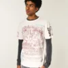 Avslappnad T-shirt med blandad grafik Avslappnad T-shirt med blandad grafik