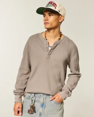 Avslappnad termisk Henley