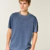 Avslappnad tvättad T-shirt med rund hals Avslappnad tvättad T-shirt med rund hals