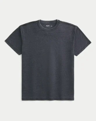 Avslappnad tvättad T-shirt med rund hals