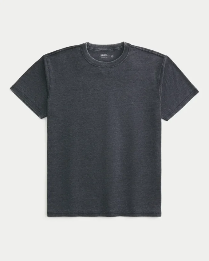 Avslappnad tvättad T-shirt med rund hals Avslappnad tvättad T-shirt med rund hals