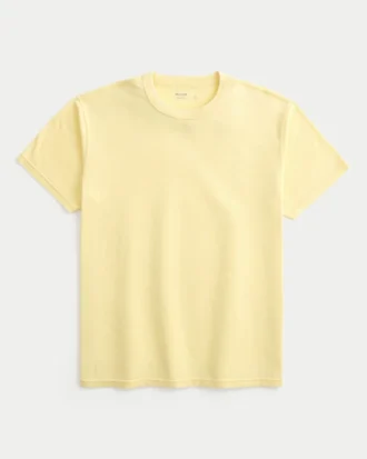 Avslappnad tvättad T-shirt med rund hals