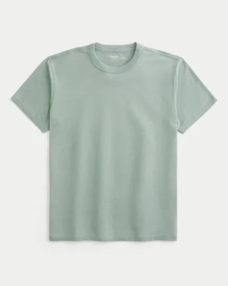 Avslappnad tvättad T-shirt med rund hals