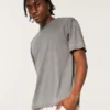 Avslappnad tvättad T-shirt med rund hals Avslappnad tvättad T-shirt med rund hals