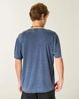 Avslappnad tvättad T-shirt med rund hals