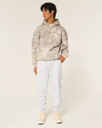 Avslappnade joggingbyxor i ribbad fleece