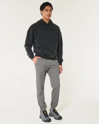 Avslappnade joggingbyxor i twill