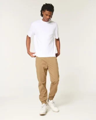 Avslappnade joggingbyxor i twill