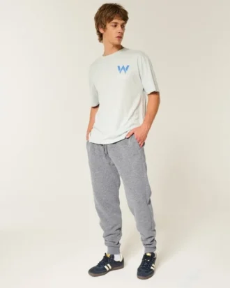 Avslappnade joggingbyxor med ribbade ben