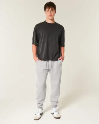 Avslappnade joggingbyxor med ribbade ben