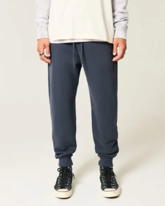 Avslappnade joggingbyxor med ribbade ben