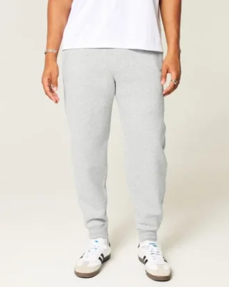 Avslappnade joggingbyxor med ribbade ben