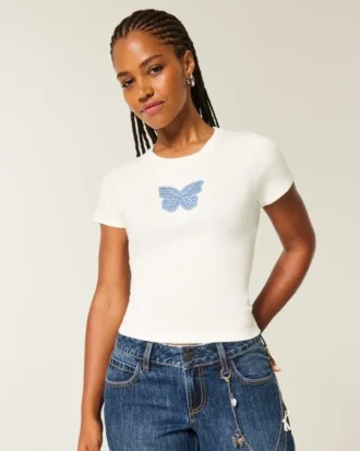 Baby-T-shirt med fjärilsmotiv