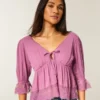 Babydoll-top med trekvartsärmar Babydoll-top med trekvartsärmar
