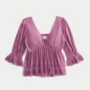 Babydoll-top med trekvartsärmar Babydoll-top med trekvartsärmar