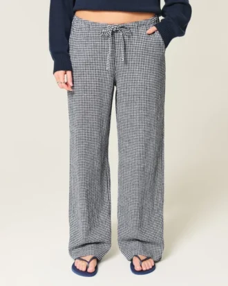Baggy-byxor i linneblandning