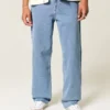 Baggy jeans i medium tvätt med broderi Baggy jeans i medium tvätt med broderi