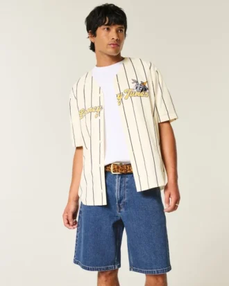 Baggy jeansshorts i mediumtvätt