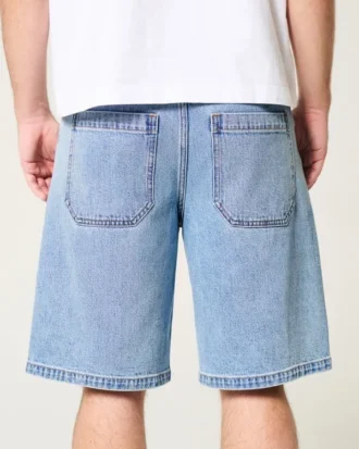 Baggy jeansshorts i mediumtvätt