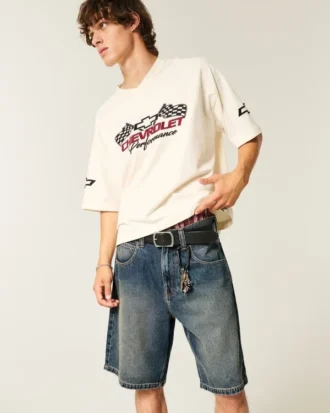Baggy jeansshorts med ormmotiv Baggy jeansshorts med ormmotiv