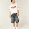 Baggy jeansshorts med ormmotiv Baggy jeansshorts med ormmotiv