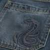 Baggy jeansshorts med ormmotiv Baggy jeansshorts med ormmotiv