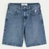 Baggy jeansshorts med rosgrafik Baggy jeansshorts med rosgrafik