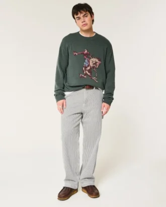 Baggy Painter Jeans med järnvägsränder