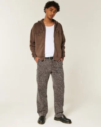 Baggy Painter-jeans med leopardmönster