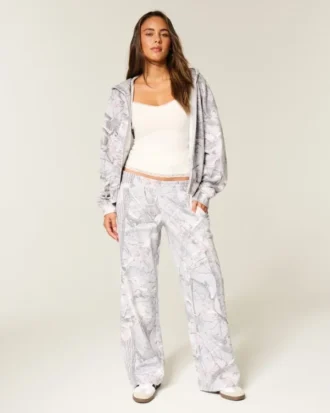 Baggy sweatpants i snökamouflage