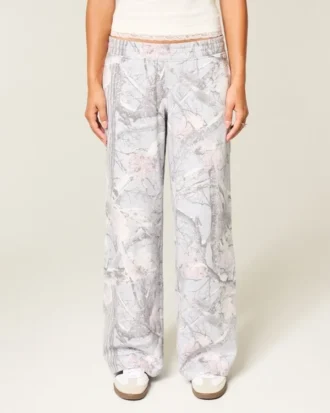 Baggy sweatpants i snökamouflage
