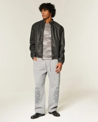 Baggy sweatpants med dubbla ormgrafik