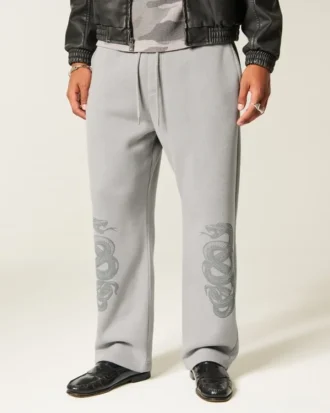 Baggy sweatpants med dubbla ormgrafik