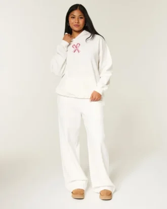 Baggy sweatpants med polkagris-motiv