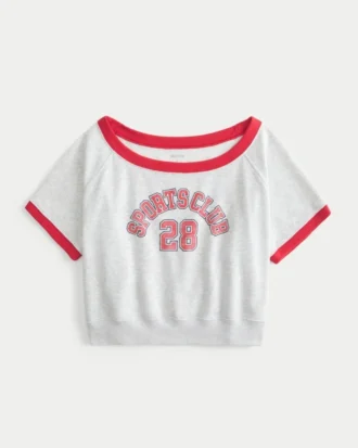 Bekväm kortärmad grafisk sweatshirt i frottéfleece