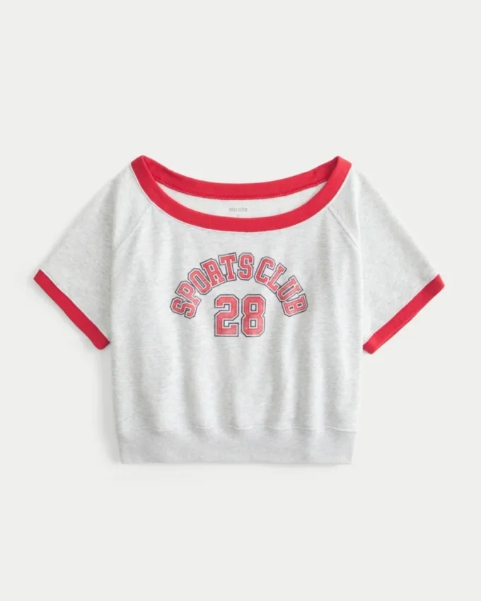 Bekväm kortärmad grafisk sweatshirt i frottéfleece
