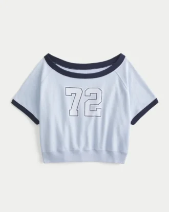 Bekväm kortärmad grafisk sweatshirt i frottéfleece