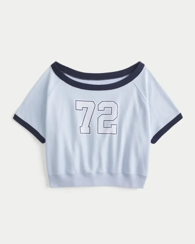 Bekväm kortärmad grafisk sweatshirt i frottéfleece