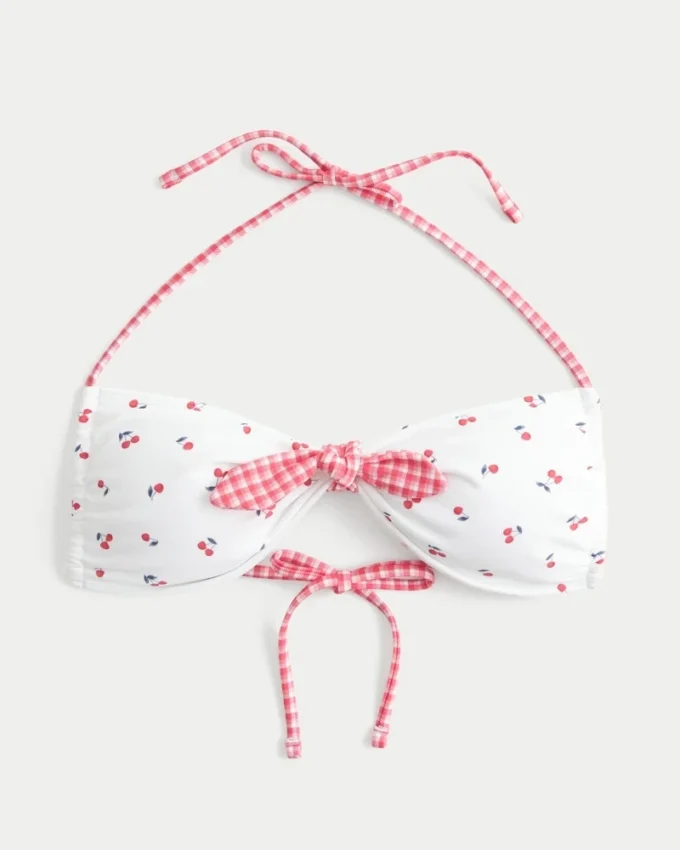 Bikinitopp med knytband fram
