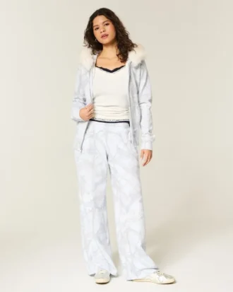 Blå baggy sweatpants med kamouflagemönster
