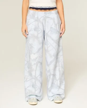 Blå baggy sweatpants med kamouflagemönster